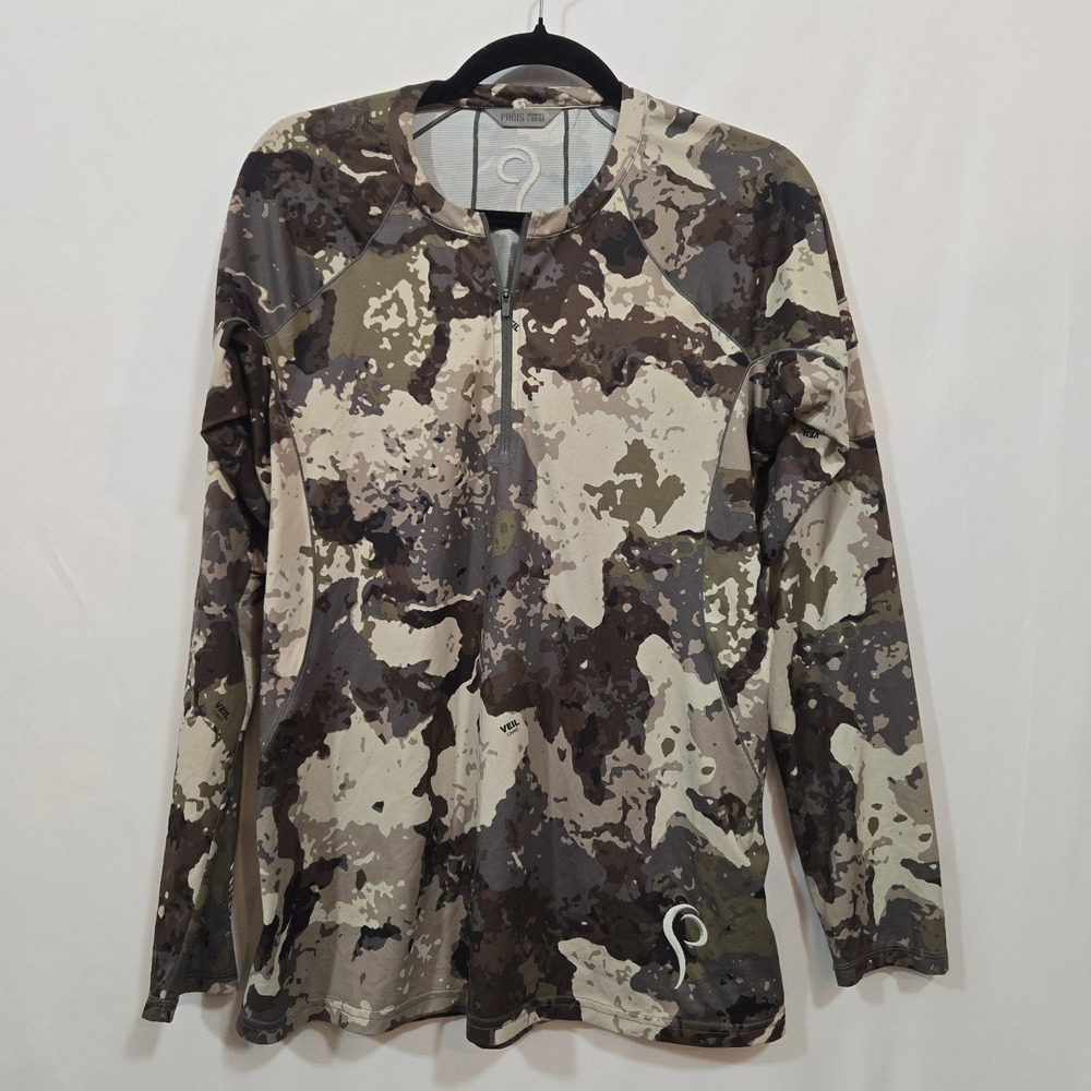 Prois Women's L 10-12 Veil Camo Quarter Zip Hunting Shirt Base Layer